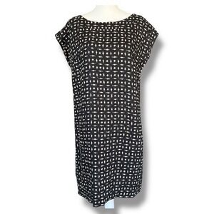 J‎ Jill Love Linen Black Cream Geometric Print Dress Missy Size S